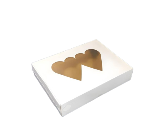 BOITE 35*25*07 CM AVEC FENETRE DOUBLE COEUR (50 PCS)