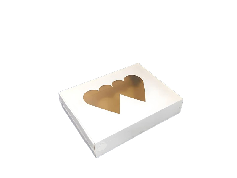 BOITE 35*25*07 CM AVEC FENETRE DOUBLE COEUR (50 PCS)